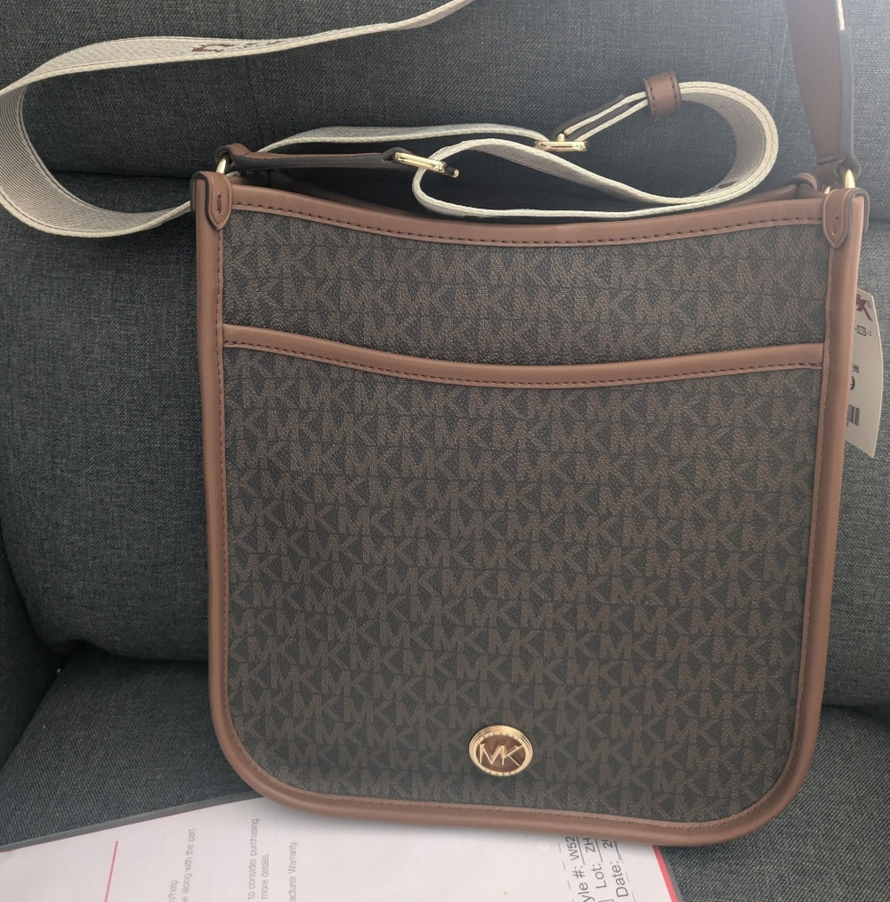 Michael Kors Tan and Brown Messenger Bag